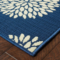 4' x 6' Indigo and Lime Green Floral Indoor or Outdoor Area Rug