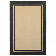 9' X 12' Sand And Black Border Indoor Outdoor Area Rug