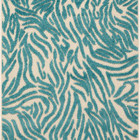 3' x 4' Aqua Abstract Indoor Outdoor Area Rug