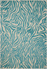 5' x 7' Aqua Abstract Indoor Outdoor Area Rug