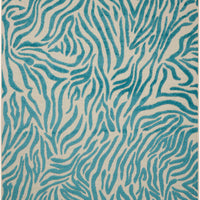 5' x 7' Aqua Abstract Indoor Outdoor Area Rug