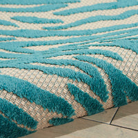 5' x 7' Aqua Abstract Indoor Outdoor Area Rug