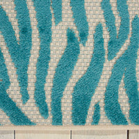 5' x 7' Aqua Abstract Indoor Outdoor Area Rug