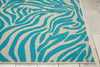 8' x 11' Aqua Abstract Indoor Outdoor Area Rug