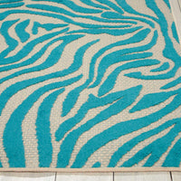 8' x 11' Aqua Abstract Indoor Outdoor Area Rug