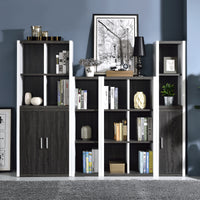 Versatile Three Shelf White and Gray Cubby Bookshelf