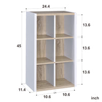 Versatile Six Shelf White and Natural Cubby Bookshelf