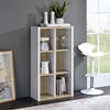 Versatile Six Shelf White and Natural Cubby Bookshelf