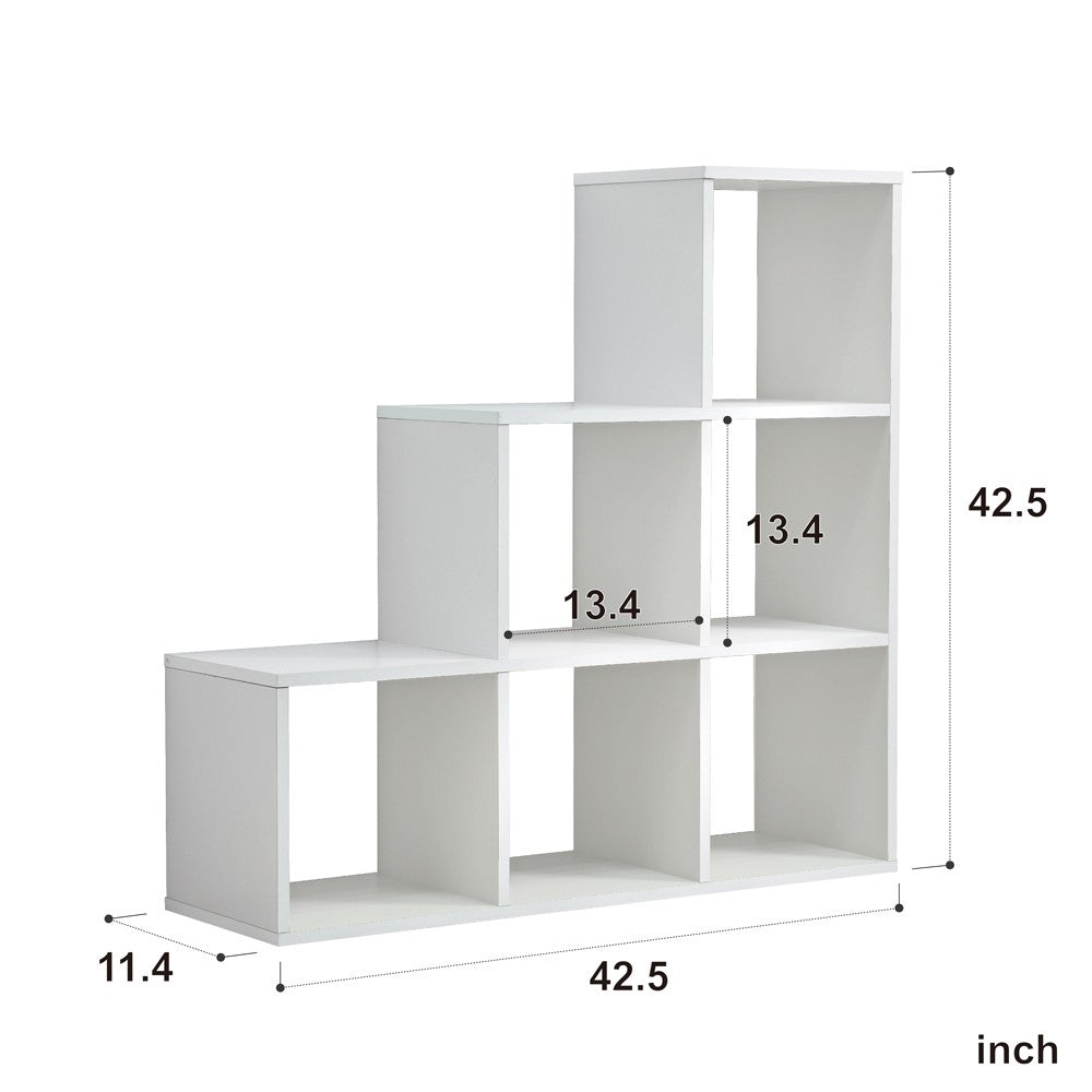 Graduated Step White 6 Cube Shelving Unit