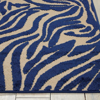 5’ x 8’ Navy Zebra Pattern Indoor Outdoor Area Rug