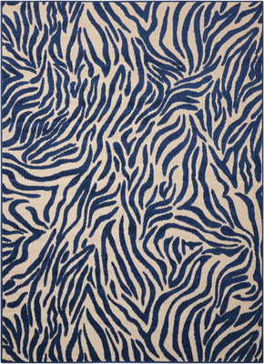 5’ x 8’ Navy Zebra Pattern Indoor Outdoor Area Rug