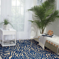 5’ x 8’ Navy Zebra Pattern Indoor Outdoor Area Rug