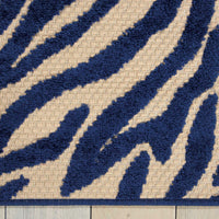 5’ x 8’ Navy Zebra Pattern Indoor Outdoor Area Rug