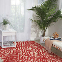 5’ x 8’ Red Zebra Pattern Indoor Outdoor Area Rug