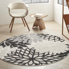 4’ Round Black Gray White Indoor Outdoor Area Rug