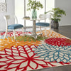 6’ x 9’ Green Floral Indoor Outdoor Area Rug