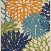 3’ x 4' Orange Floral Outdoor Area Rug