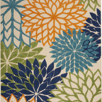 5’ x 8' Orange Floral Outdoor Area Rug