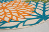 5’ Round Orange Floral Outdoor Area Rug