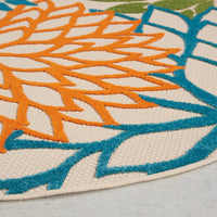 5’ Round Orange Floral Outdoor Area Rug