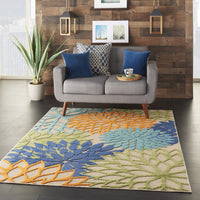 6’ x 9’ Multicolor Floral Indoor Outdoor Area Rug