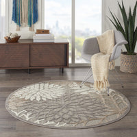 5’ Round Natural and Gray Indoor Outdoor Area Rug