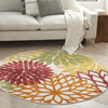 4’ Round Red Tropical Indoor Outdoor Area Rug