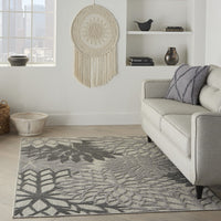 4’ x 6’ Silver and Gray Indoor Outdoor Area Rug