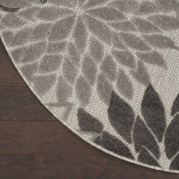 5’ Round Silver and Gray Indoor Outdoor Area Rug