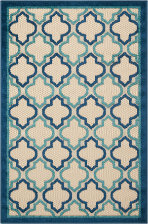 3’ x 4’ Navy Blue Trellis Indoor Outdoor Area Rug