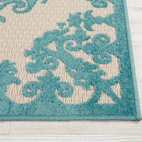 3’ x 4’ Aqua Medallion Indoor Outdoor Area Rug