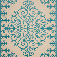 5’ x 8’ Aqua Medallion Indoor Outdoor Area Rug