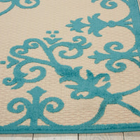 5’ x 8’ Aqua Medallion Indoor Outdoor Area Rug