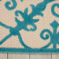 5’ x 8’ Aqua Medallion Indoor Outdoor Area Rug