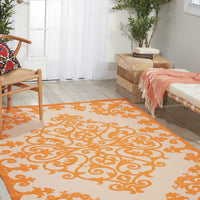 4’ x 6’ Orange Medallion Indoor Outdoor Area Rug