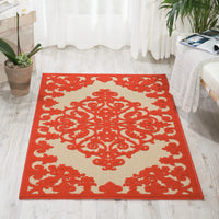 3’ x 4’ Red Medallion Indoor Outdoor Area Rug