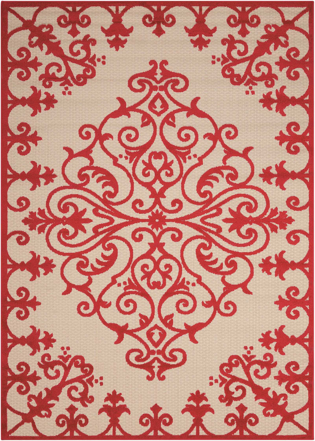 4’ x 6’ Red Medallion Indoor Outdoor Area Rug