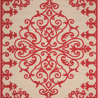 5’ x 8’ Red Medallion Indoor Outdoor Area Rug