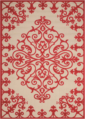 5’ x 8’ Red Medallion Indoor Outdoor Area Rug