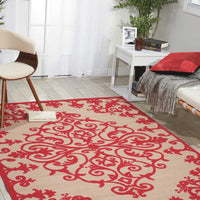 5’ x 8’ Red Medallion Indoor Outdoor Area Rug