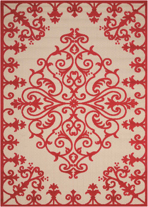 5’ x 8’ Red Medallion Indoor Outdoor Area Rug