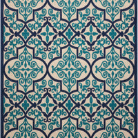 5’ x 8’ Navy and Beige Trellis Indoor Outdoor Area Rug