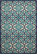 5’ x 8’ Navy and Beige Trellis Indoor Outdoor Area Rug