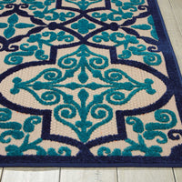 5’ x 8’ Navy and Beige Trellis Indoor Outdoor Area Rug