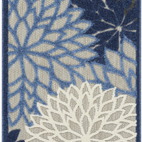 2’ x 12’ Blue Large Floral Indoor Outdoor Runner Rug