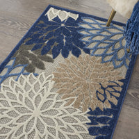 3’ x 4’ Blue Large Floral Indoor Outdoor Area Rug