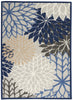 5’ x 8’ Blue Large Floral Indoor Outdoor Area Rug