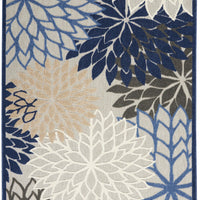 5’ x 8’ Blue Large Floral Indoor Outdoor Area Rug