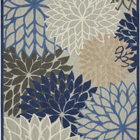 7’ x 10’ Blue Large Floral Indoor Outdoor Area Rug