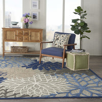 7’ x 10’ Blue Large Floral Indoor Outdoor Area Rug